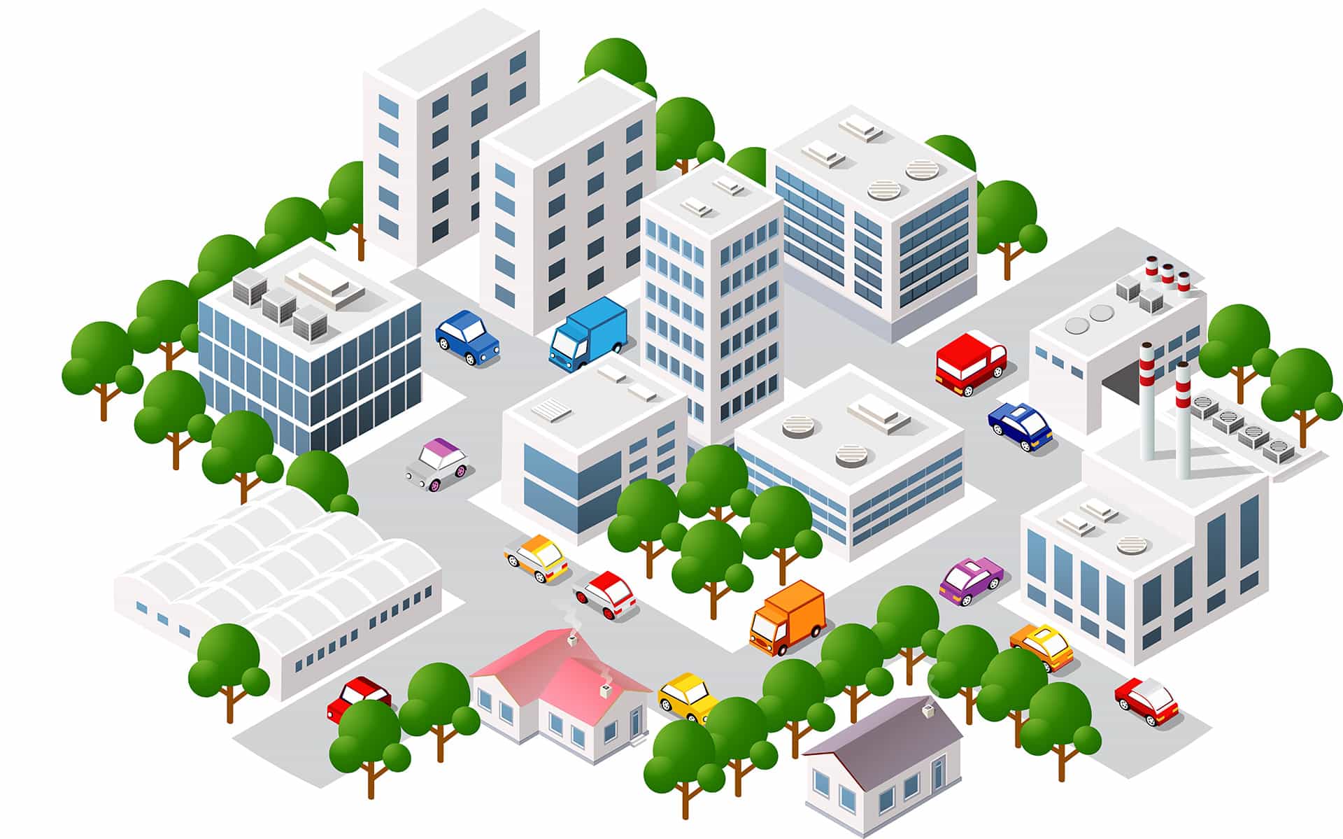 オフィスビル住宅街のイラスト